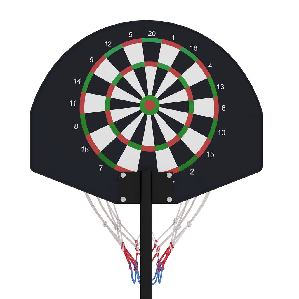 Support panier de basket-ball 2 en 1 avec hauteur réglable 129-179 cm et jeu de 6 fléchettes magnétique-7