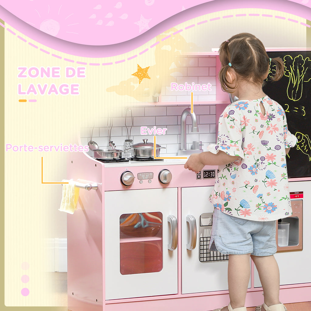 Cuisine enfant jouet d'imitation pour enfant - dinette enfant de 3-8 ans, rose-5