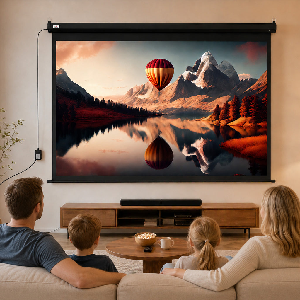 Écran vidéoprojecteur motorisé et électrique 100 Pouces, 4:3 4K HD, panneau de commande et télécommande-9