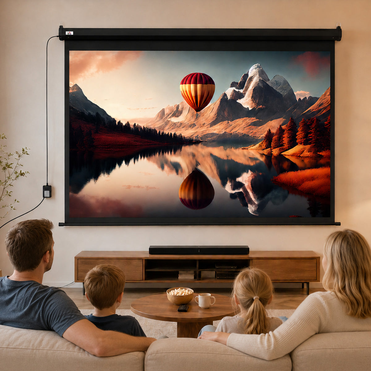 Écran vidéoprojecteur motorisé et électrique 100 Pouces, 4:3 4K HD, panneau de commande et télécommande-9