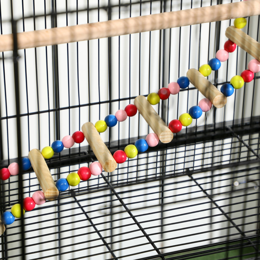 Cage à oiseaux sur pieds roulettes avec 4 mangeoires et 3 perchoirs 79 x 49 x 133 cm noir-8