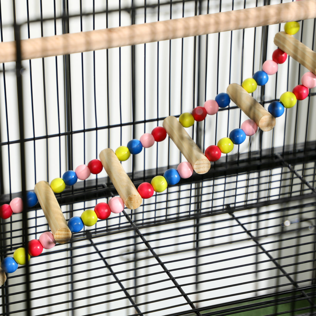 Cage à oiseaux sur pieds roulettes avec 4 mangeoires et 3 perchoirs 79 x 49 x 133 cm noir-8