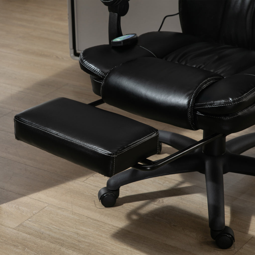 Fauteuil de bureau massant, chaise de bureau avec hauteur réglable, dossier inclinable et télécommande filaire, noir-8