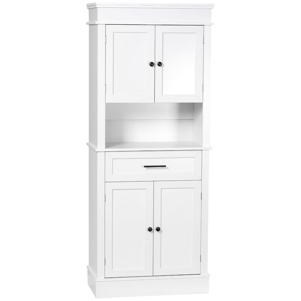 Buffet de cuisine armoire de cuisine multi-rangements 2 placards 2 portes tiroir niche MDF panneaux particules E1 blanc-0