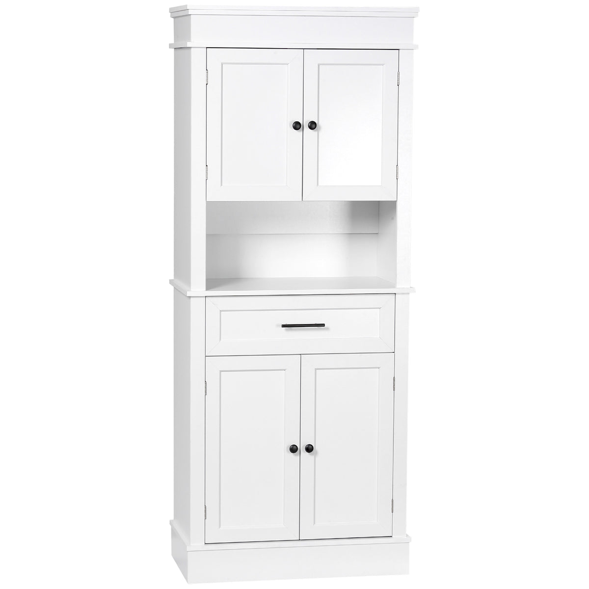 Buffet de cuisine armoire de cuisine multi-rangements 2 placards 2 portes tiroir niche MDF panneaux particules E1 blanc-0
