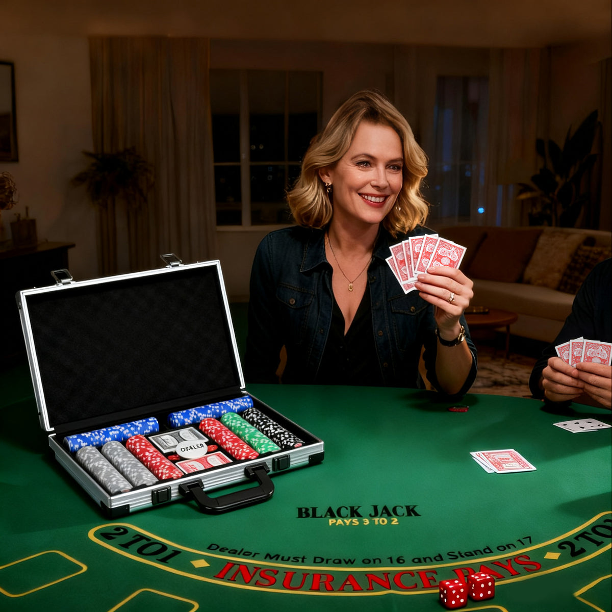 Mallette de poker coffret de poker complet 400 jetons, boîtier en ABS, cartes à jouer, dés, dealer, tapis, clés-1