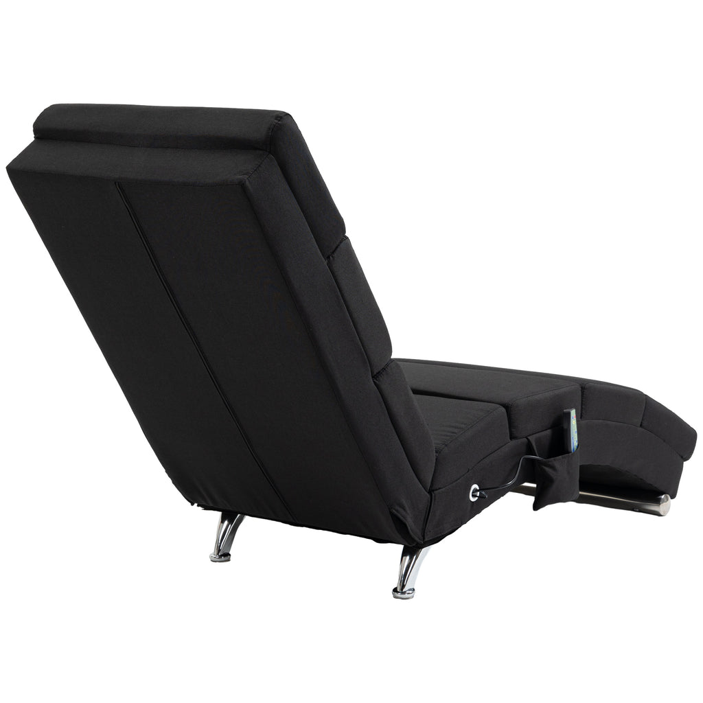 Fauteuil relax chaise longue de relaxation ergonomique, massant et chauffant avec télécommande 56 x 168 x 84 cm noir-7