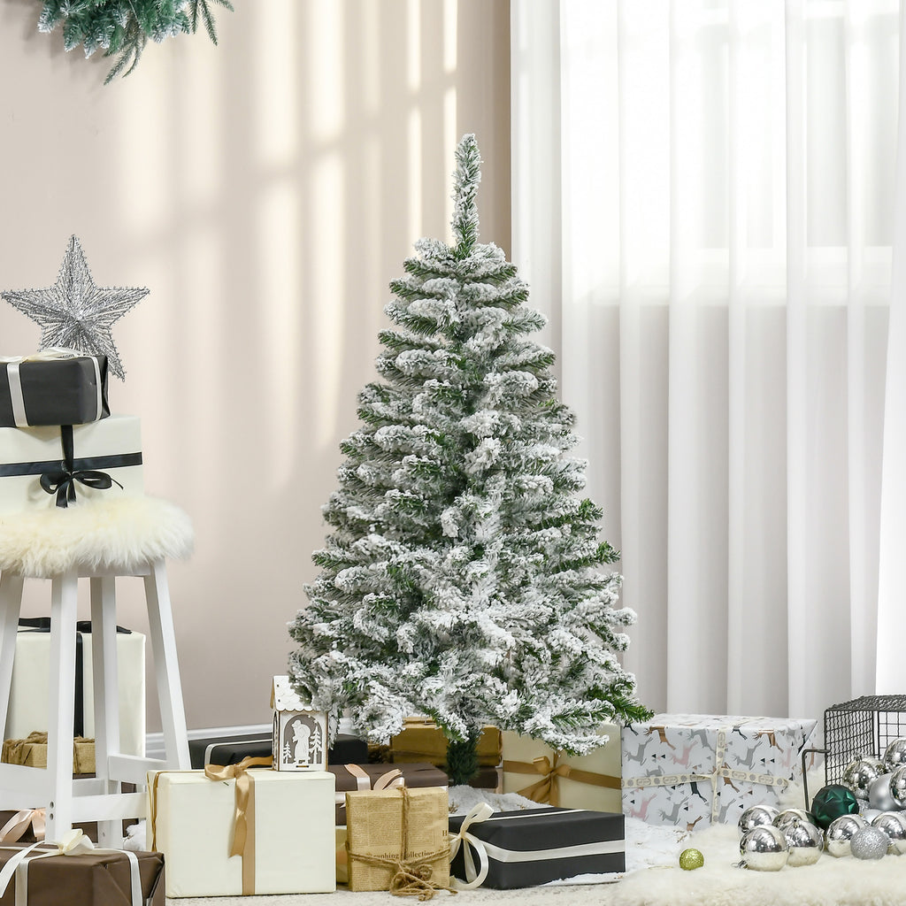 Sapin de Noël Artificiel enneigé 120H cm 200 Branches épines Imitation Nordmann Grand réalisme-1