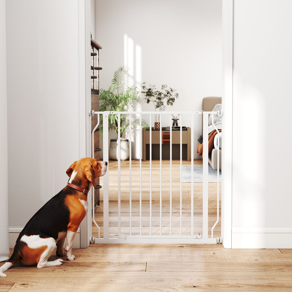 Barrière de sécurité barrière pour animal domestique longueur réglable dim. 75-85L x 76H cm blanc-8