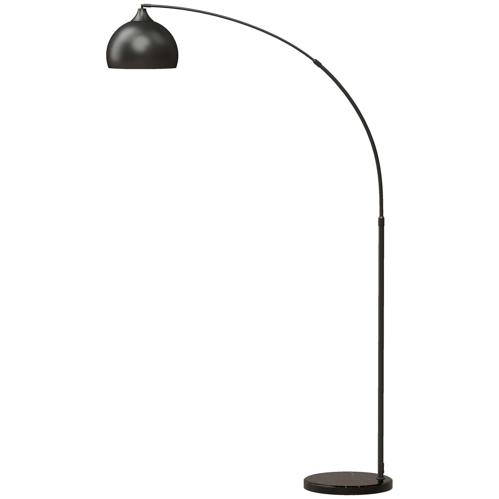Lampadaire, Lampe de Salon Arc Réglable, Pied Marbre, Style Vintage, 40W, E27, 100-115L x 35l x 170-180H cm, Noir-0