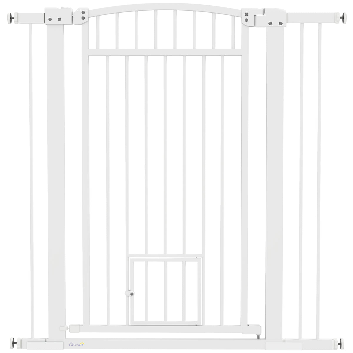 Barrière pour chien, largeur ajustable 76-102cm, barrière extra large avec porte pour chat, blanc-0