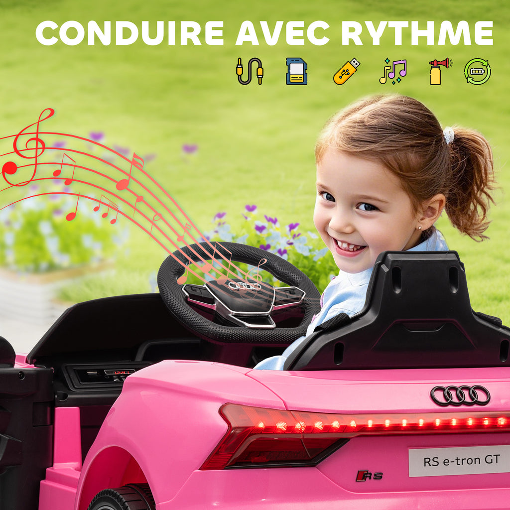 Voiture véhicule électrique enfant 12 V - télécommande parentale - effets sonores, lumineux - Audi RS E-tron GT rose-8