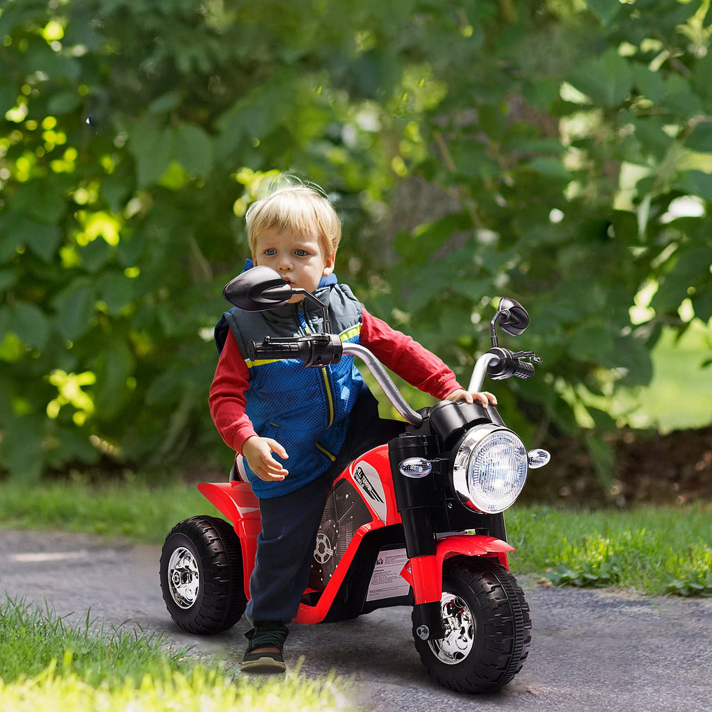 Moto électrique Enfant Chopper Tout-Terrain 6 V 20 W Marche AV AR 3 Roues Effets Lumineux et sonores Rouge Noir-1