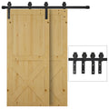 2M Kit porte coulissante de grange, rail porte coulissante double de 100 cm de large, épaisseur 35-40 mm, charge 90 kg-0
