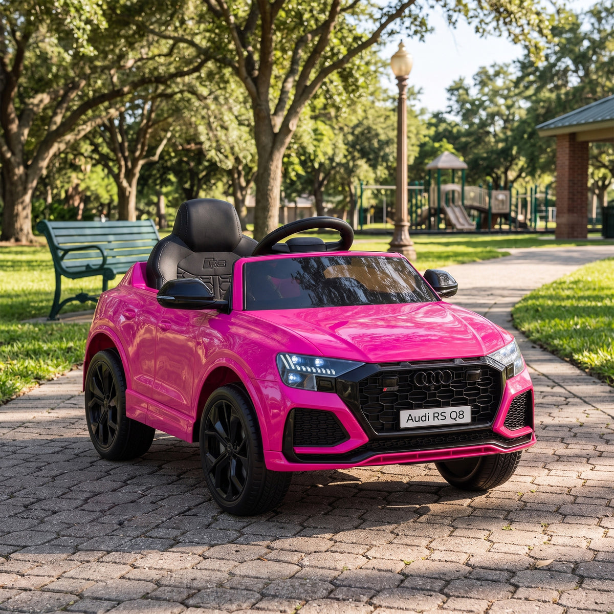 Voiture électrique enfants sous licence Audi RS Q8, véhicule électrique avec télécommande, USB, Bluetooth, rose-1
