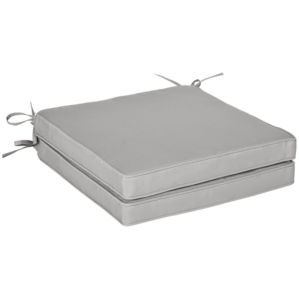Lot de 2 Coussins de Chaise Fauteuil de Jardin Coussins d'assise déhoussables Rembourrage 5 cm Polyester Gris clair-7