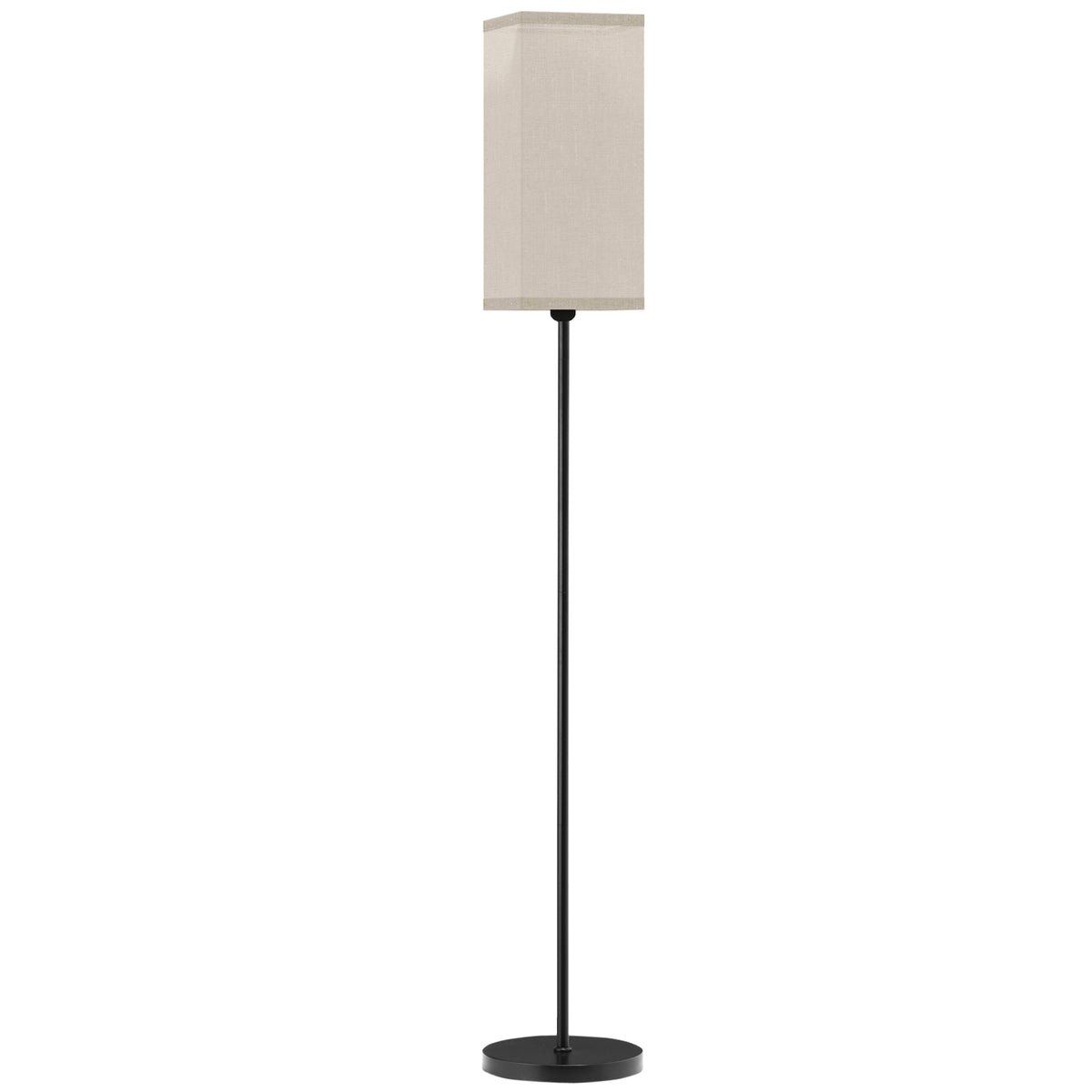 Lampadaire sur pied salon lampe salon sur pied avec abat-jour beige effet lin interrupteur à pied Ø 25 x 161,5 cm noir-0