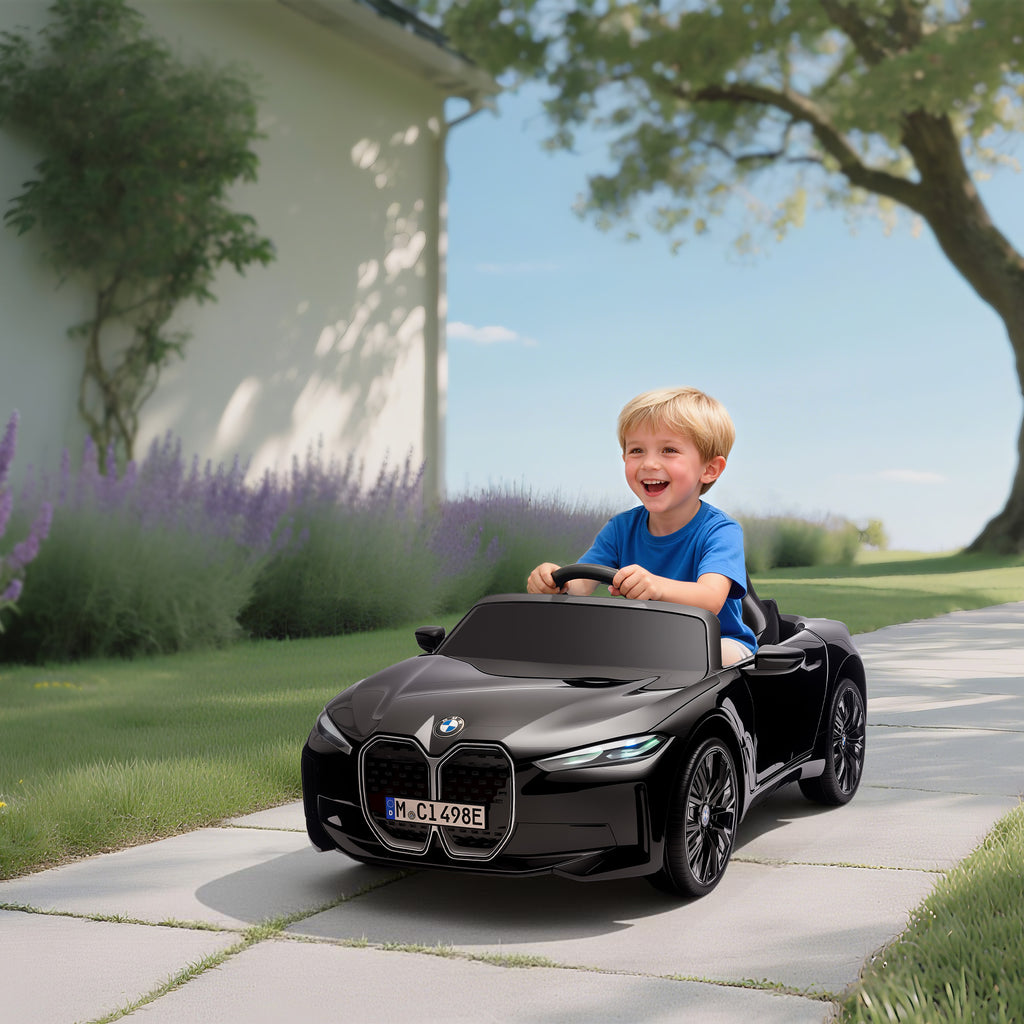 Voiture électrique pour enfants licence BMW I4 12V avec télécommande MP3 Musique Lumières et Ceinture 115x67x45 cm Noir-9