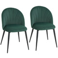 Lot de 2 chaises de salle à manger, chaises de cuisine rembourrées sans accoudoirs, pieds en acier, 52x55x79cm, vert-0