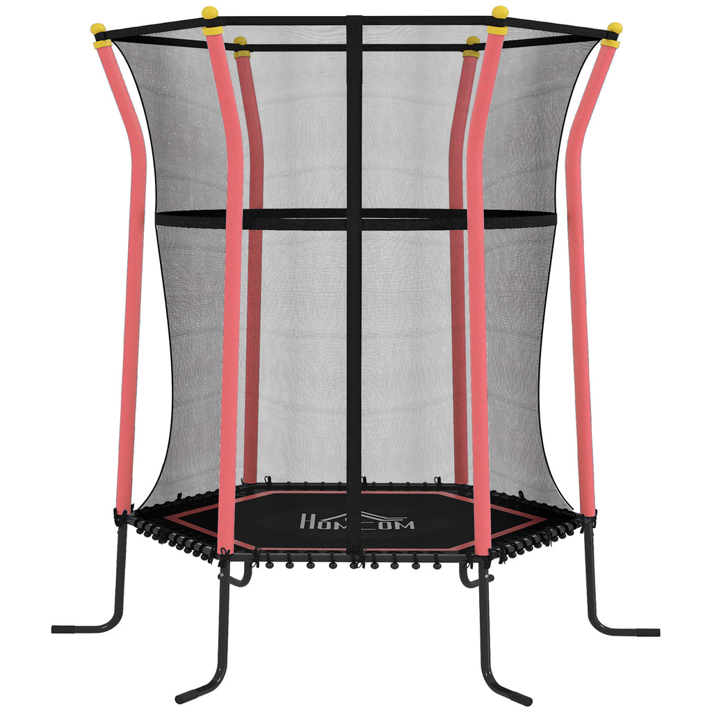 Trampoline pour enfant 1,22 x 1,11 x 1,9 m filet de sécurité porte zippée 6 poteaux rembourrés inclus rouge noir-0