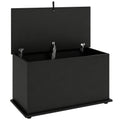 Coffre de Rangement, Banc de Rangement avec Couvercle Rabattable et Charnières de Sécurité, 80 x 40 x 45 cm, Noir-0