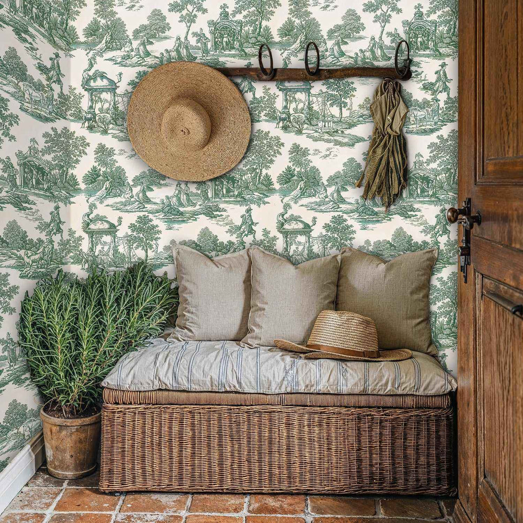 Papier peint toile de Jouy pastorale