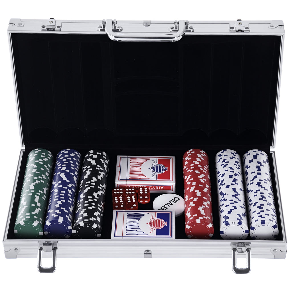 Mallette de Poker Coffret de Poker Complet avec 300 jetons 2 Jeux de Cartes + 2 clés Aluminium-0