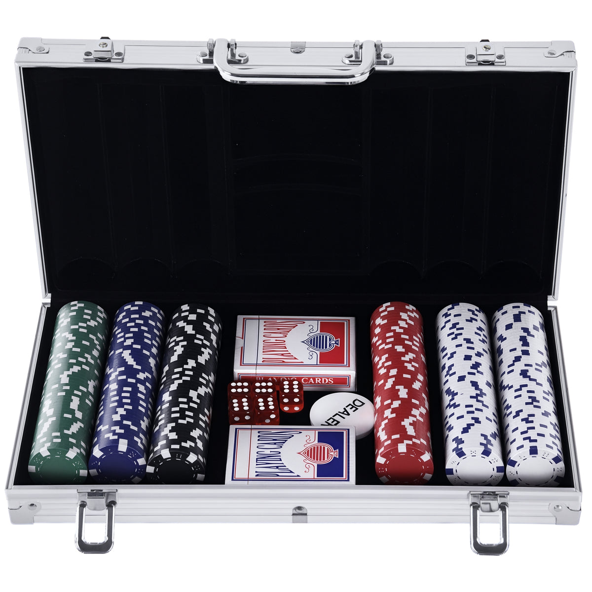 Mallette de Poker Coffret de Poker Complet avec 300 jetons 2 Jeux de Cartes + 2 clés Aluminium-0