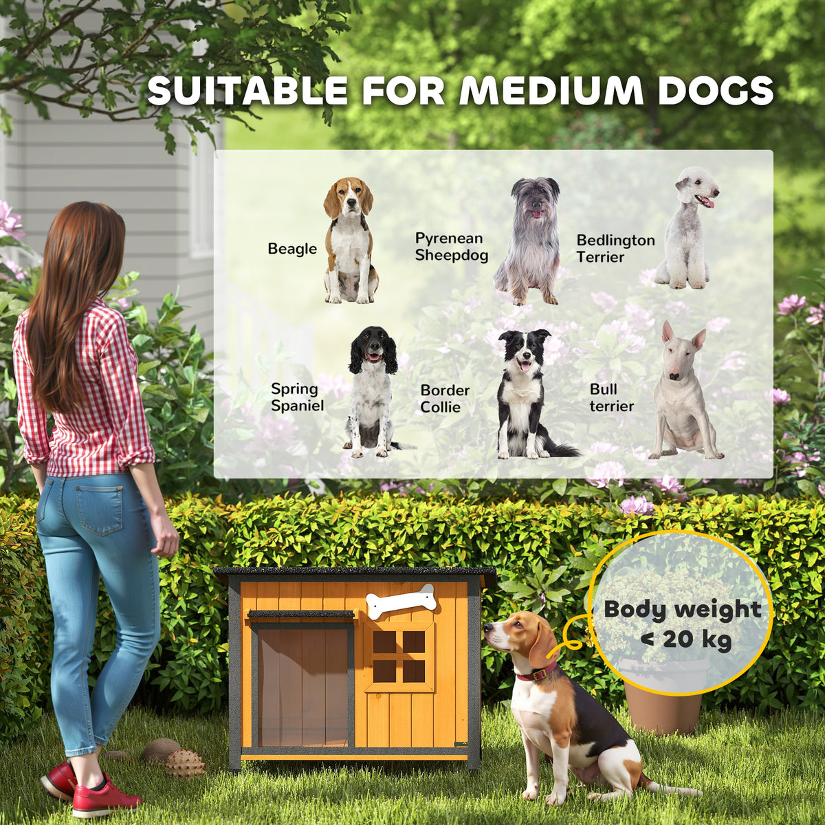 Niche pour chien extérieure résistante aux intempéries cabane pour chien avec plancher amovible-8