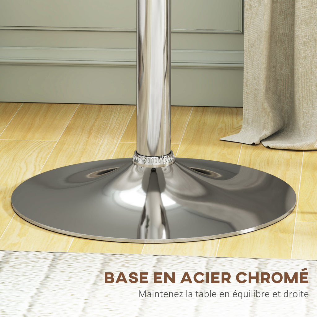 Table de Bar Table Bistro Mange-debout Hauteur réglable 67-93 cm Ø 63 cm Plateau pivotant 360° métal blanc-5
