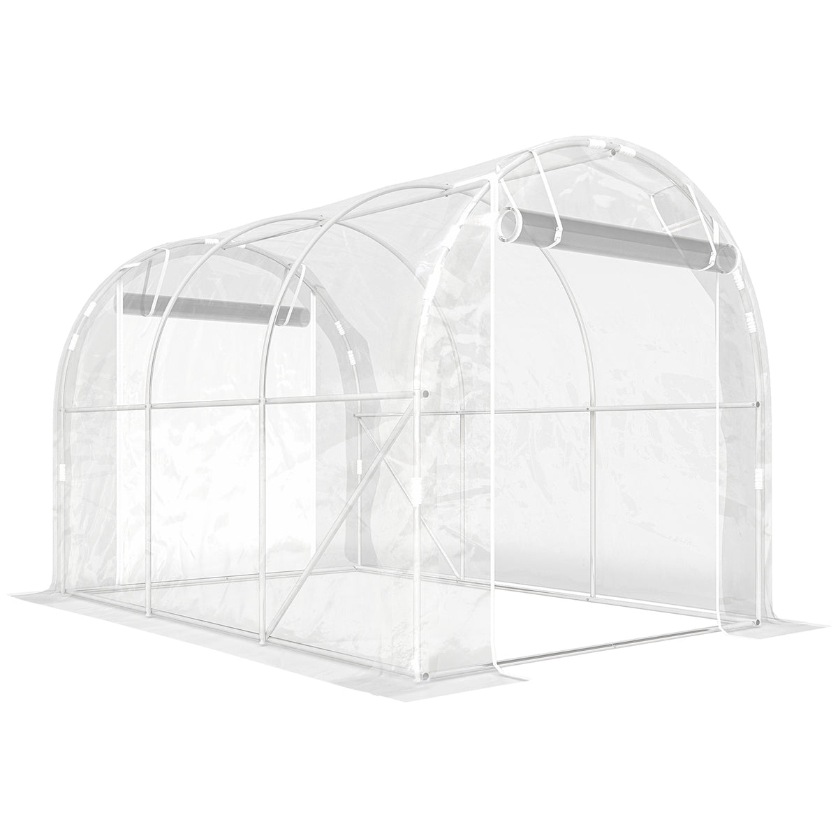 Serre tunnel de jardin 6m² serre de jardin tunnel 195x295x195cm cadre acier galvanisé, bâche PE 150g/m² transparent-0