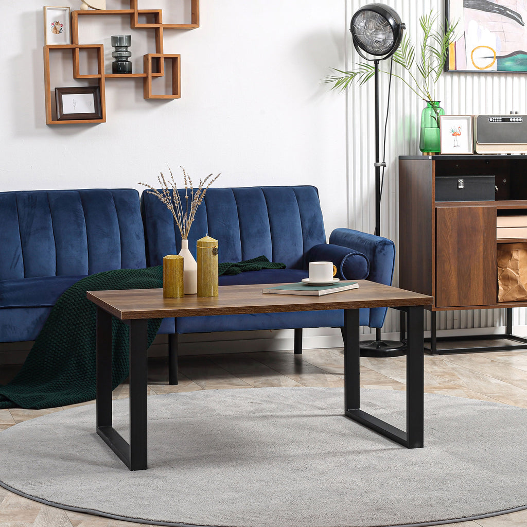 Table basse rectangulaire table de salon style industriel pied métal et plateau aspect bois 100 x 60 x 50 cm-9