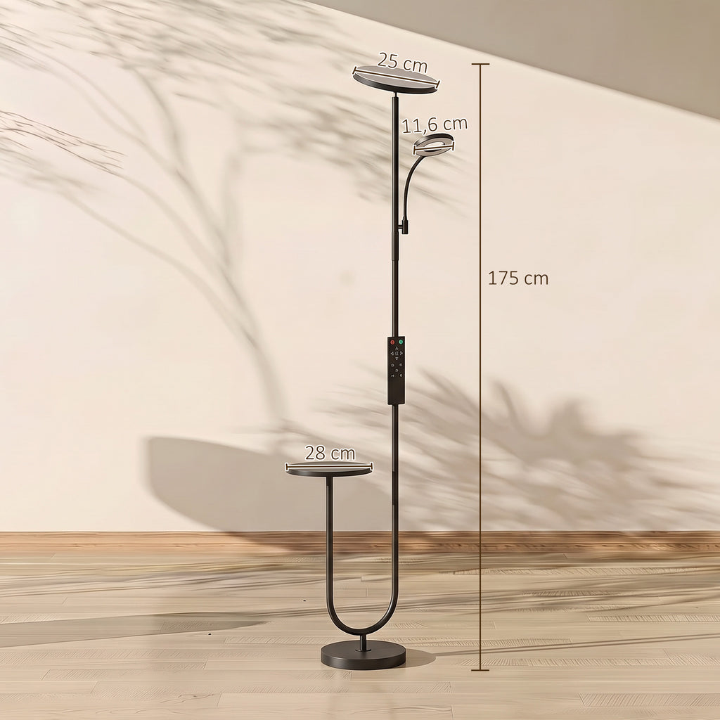 Lampadaire LED Dimmable 42W 4840LM Liseuse Réglable et Tablette Lampadaire sur Pied Salon 2700K-6000K Télécommande Noir-2