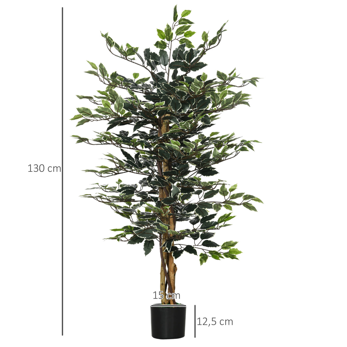 Plante artificielle ficus tronc branches liane lichen feuilles grand réalisme pot inclus hauteur 1,3 m-2