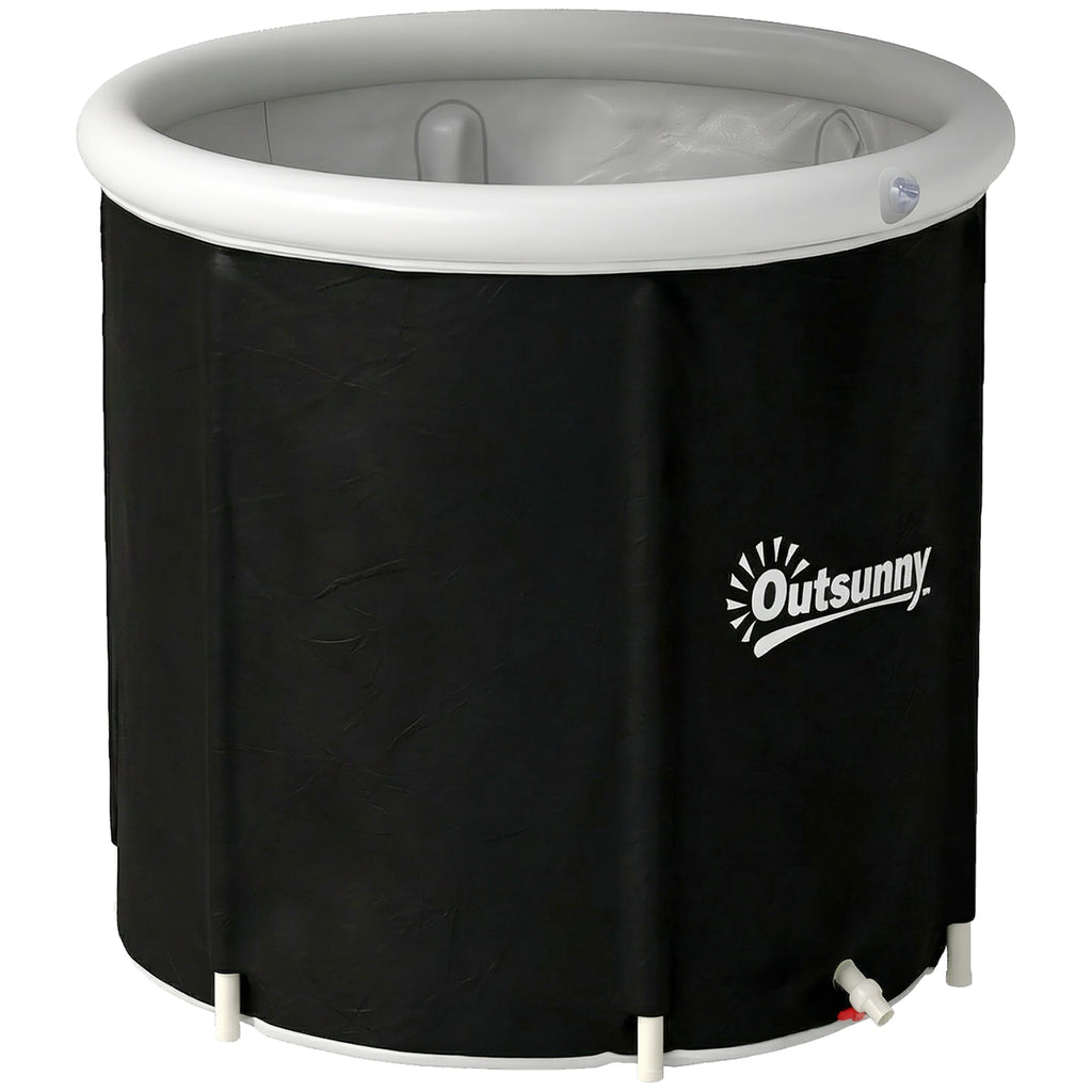 Baignoire à Glace Pliable Gonflable 280 L avec Couvercle et Pompe pour Entraînement à l'Eau Froide, 78x78x71 cm, Noir-0