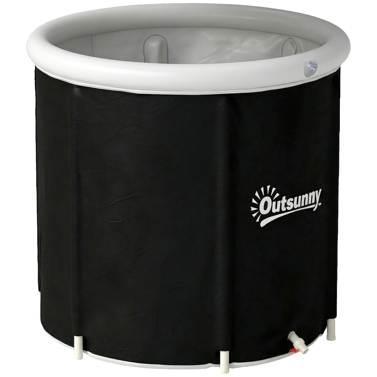 Baignoire à Glace Pliable Gonflable 280 L avec Couvercle et Pompe pour Entraînement à l'Eau Froide, 78x78x71 cm, Noir-0