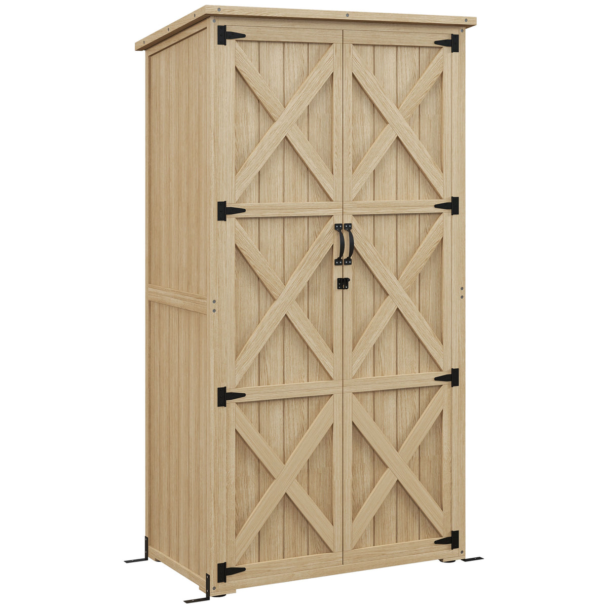 Armoire de jardin abri remise pour outils 90L x 54.5P x 161/168,5H cm 2 étagères toit bitumé étanche bois pin autoclave-0
