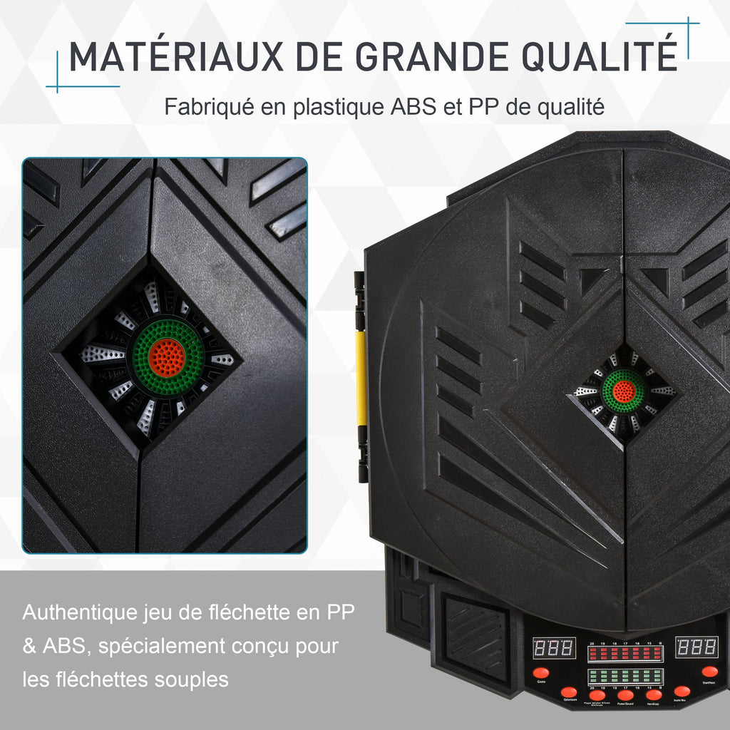 Cible de Fléchettes Électronique 27 Jeux jusqu'à 8 Joueurs LED Haut-parleur Noir-4