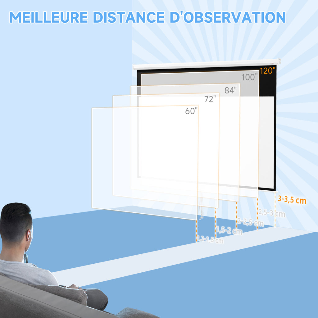 Écran de projection TV et Home Cinema de 120 Pouces vidéo projecteur 16:9 4K HD, fixation mural ou plafond-6
