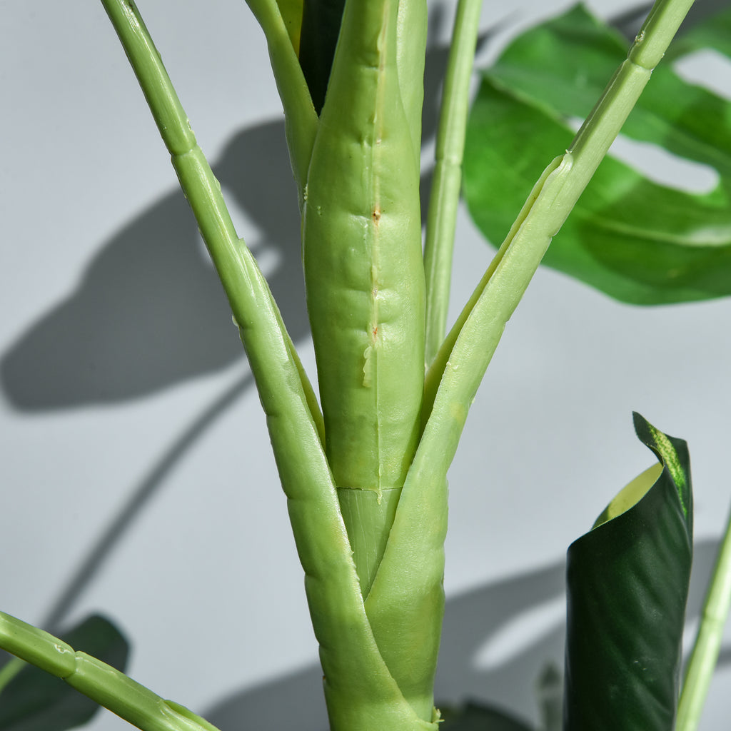 Plante artificielle modèle Monstera avec 21 feuilles en pot ciment, intérieur ou extérieur, dim. Ø16 x 100H cm-6