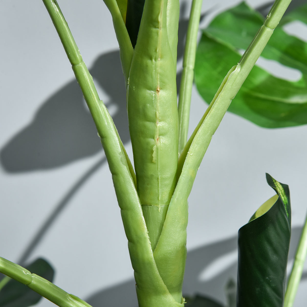Plante artificielle modèle Monstera avec 21 feuilles en pot ciment, intérieur ou extérieur, dim. Ø16 x 100H cm-6