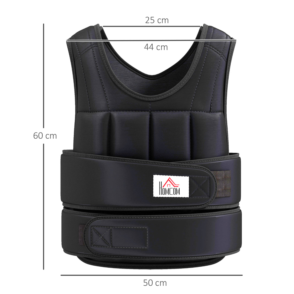 Gilet lesté réglable veste lestée 10 Kg max. poids amovibles entrainement musculation exercice boxe oxford 50x60cm noir-2