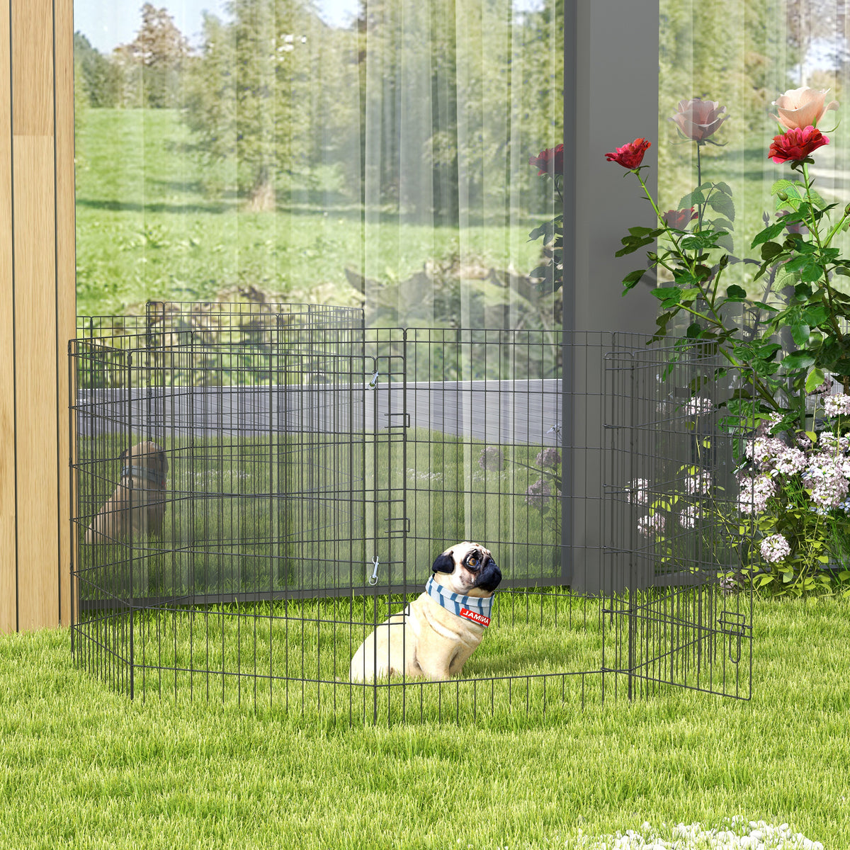 Parc enclos modulable pour chiens lapins rongeurs clôture pour petits animaux intérieur et extérieur  61 x 91 cm noir-9