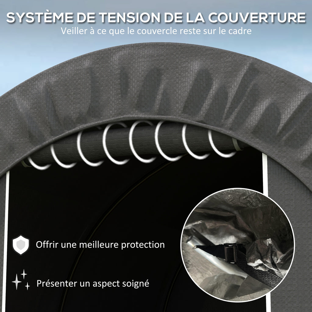 Abri de jardin tente de rangement extérieur abri de vélo garage pour vélo bâche en PE métal 2,4 x 1,8 x 1,9 m gris foncé-6