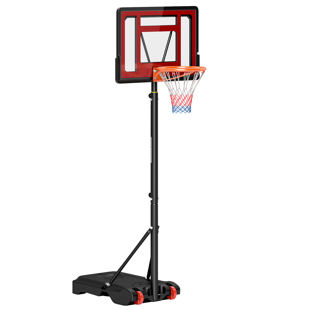 Panier de basket extérieur hauteur réglable 160–210 cm panier de basket sur pied à roulettes base remplissable noir-0