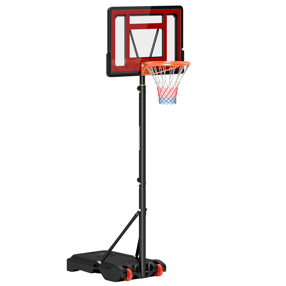 Panier de basket extérieur hauteur réglable 160–210 cm panier de basket sur pied à roulettes base remplissable noir-0