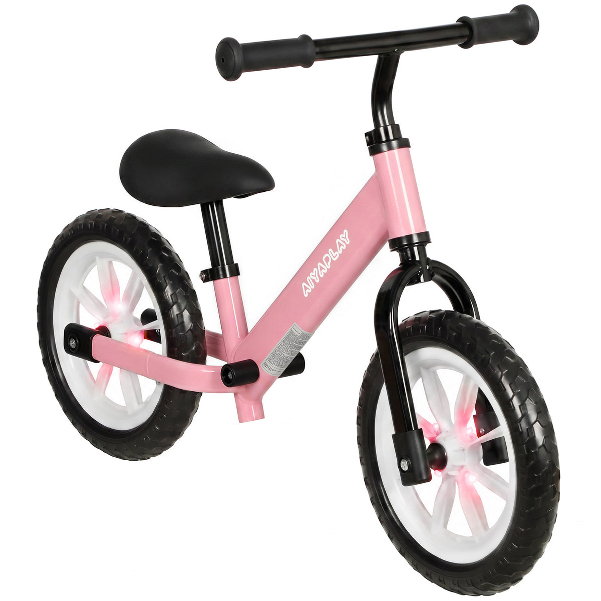 Draisienne Enfant 2-5 Ans, Roues Lumineuses, Siège Guidon Réglables, Pneus EVA Silencieux, Charge 50kg, 84x40x57cm, Rose-0