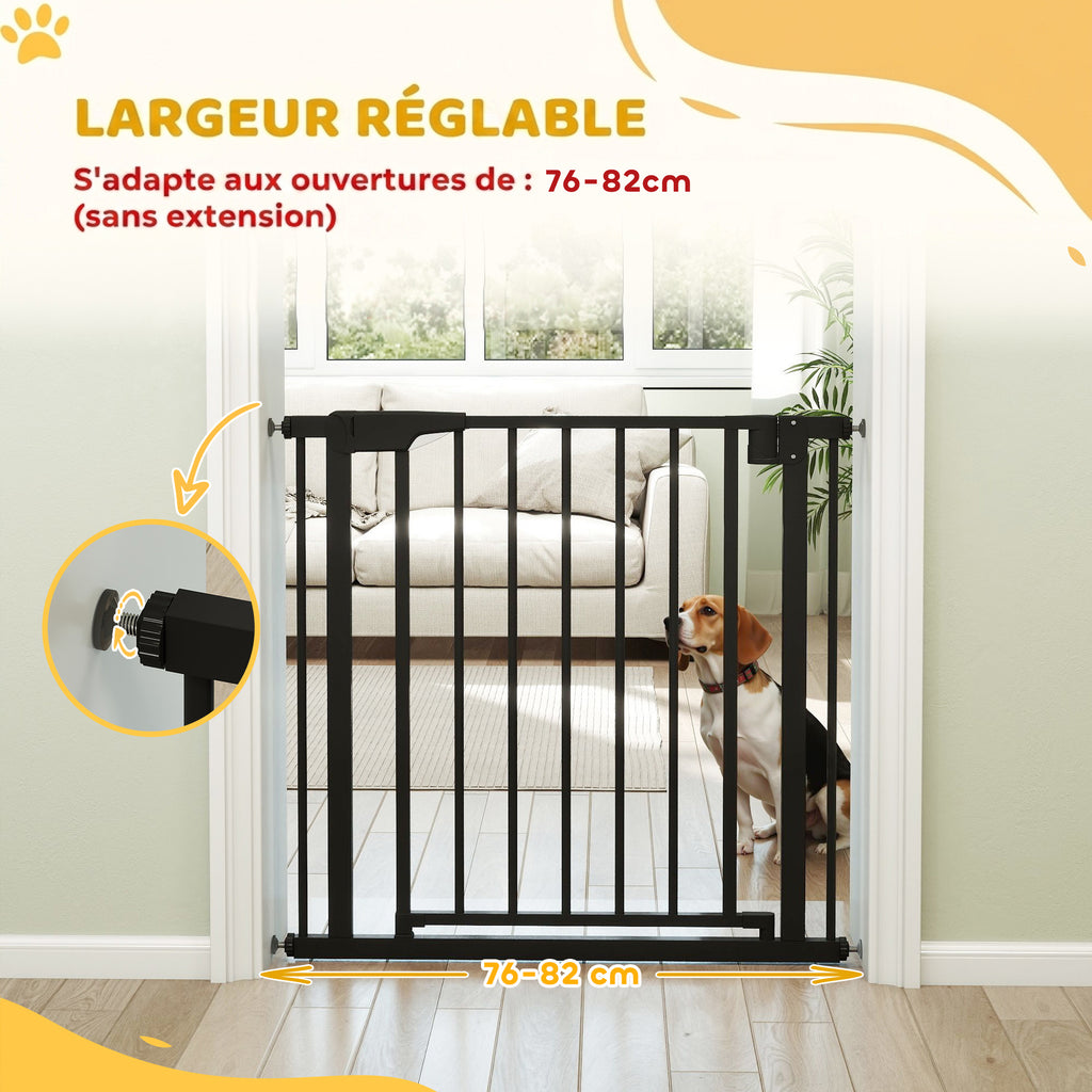 Barrière de sécurité pour chiens et bébés 76 à 81 cm avec extension fixation par pression sans perçage blanc-3