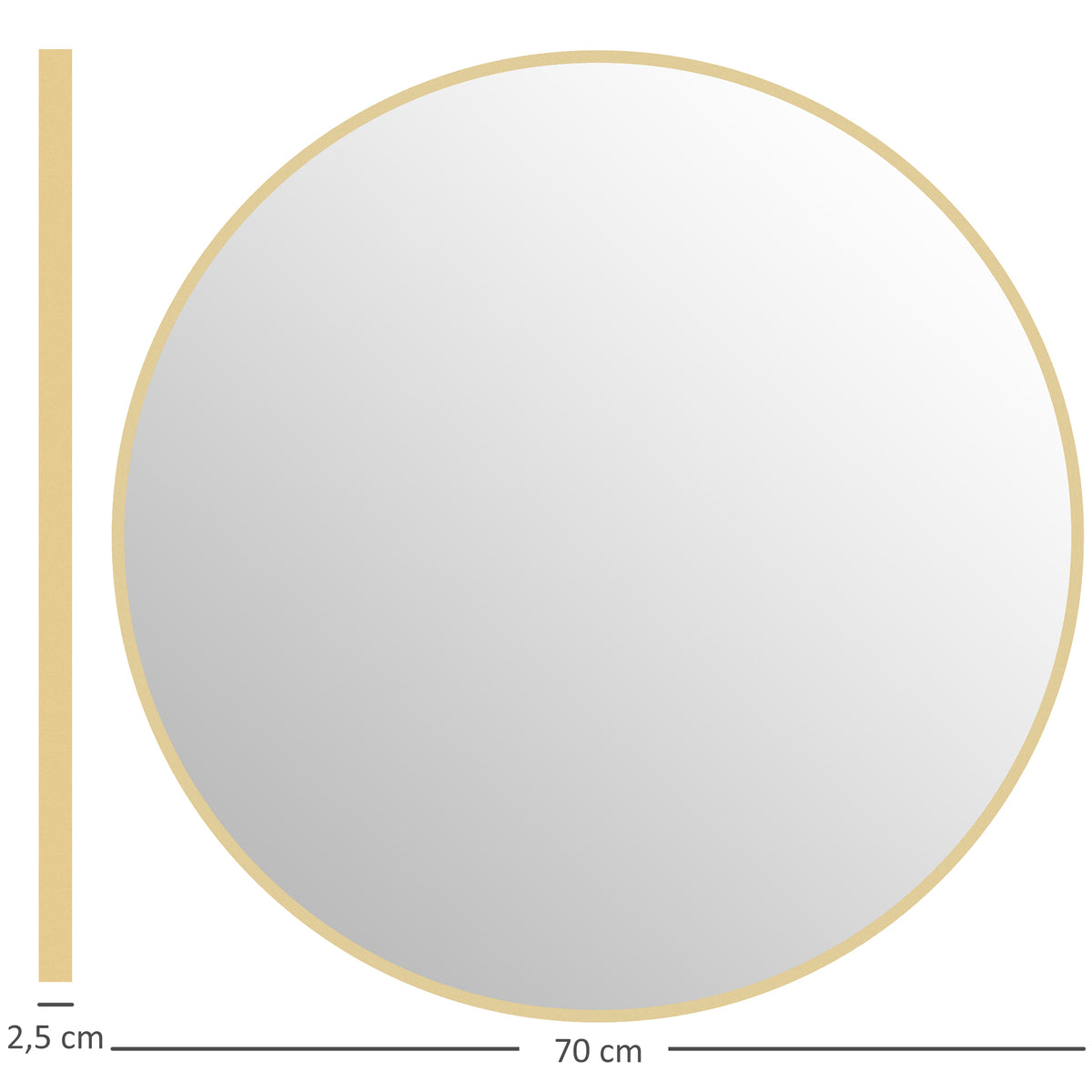 Miroir rond miroir salle de bain cadre en métal facile à installer, pour chambre, salon, entrée, Ø 70 x 2,5 cm or-2