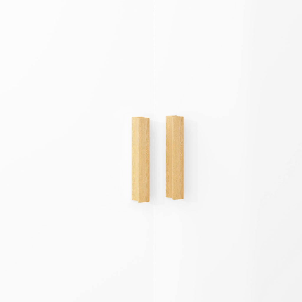 Buffet meuble de rangement avec poignées en bambou étagère ajustable base surélevée 76 x 41,2 x 74 cm blanc bois naturel-8